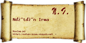 Nátán Irma névjegykártya